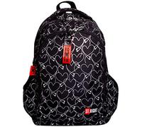 Roxie Cuore Grand sac à dos 43 x 32 x 23 cm, école primaire, taille moyenne, noir et argent