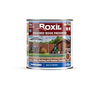 Roxil Lasure Préventive Bois 1L - Châtain - Intérieur & Extérieur - Protection Contre Pourriture, Champignons, Larves & Termites