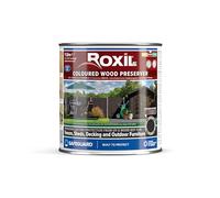 Roxil Lasure Préventive Bois 1L - Ébène - Intérieur & Extérieur - Protection Contre Pourriture, Champignons, Larves & Termites