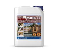 Roxil Lasure Préventive Bois 5L - Incolore - Bois extérieur - Contre Insectes Xylophages & Pourriture - Apprêt Prêt à l’Emploi