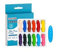 roxisha - Crayons de Cire Cacahuète 12 Couleurs - Premiers Crayons Bébé et enfants 3 Ans et plus - Gros, Ergonomiques, Faciles à Tenir - Non Toxiques, Lavables, Incassables - Premiers Dessins Enfants