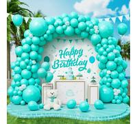 Roxistar 143 pcs Ballons Bleu Sarcelle Ballons en Latex Différentes Tailles Kit de Guirlande Ballon Bleu Turquoise Ruban pour Femmes Garçons Filles Fêtes d'Anniversaire Mariage Douche de Bébé
