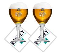 Roxley Leffe Lot de 2 verres nucléés 33 cl avec 2 sous-verres de marque Lager Beer Glass Man Cave fabriqués au Royaume-Uni