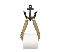 ROXLLGJC Nautical Rope Toilet Paper Holder Coastal Towel Holder with Metal Hook for Bathroom Decor (Black)