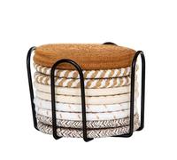 RoxNvm Lot de 10 Dessous De Verre Tressés, Dessous De Plat Faits à La Main Rond, Dessous De Plat en Verre, Tea Coaster Résistants à la Chaleur, Super Absorbants, sous Verres pour Boissons, Café