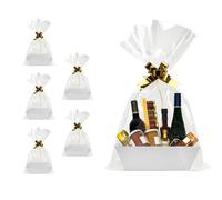 RoxNvm Panier Cadeau en Carton, 4 Panier Cadeau Vide à Garnir, avec Noeud Cadeau et Emballage Cadeau Transparent, Treillis Panier Garni Vide, Panier Vide pour Cadeau pour Fêtes Noël (B)