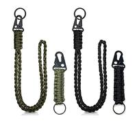 RoxNvm Porte-clés Paracord avec Mousqueton - 4 Pièces Lanyard pour Couteau, Lampe de Poche, Camping, Randonnée, Sac à Dos - Adapté pour Homme et Femme
