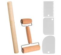 RoxNvm Rouleau a Patisserie, 2 Pièces Rouleau Patisserie Bois avec Coupe Pate, Rouleau à Pâte en bois Convient pour Étaler la Pâte à la Main Pizzas Desserts Peaux de Quenelles (C)