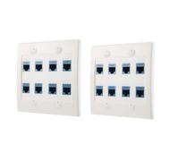 Roxvue Plaque murale Ethernet 8 ports double vitesse Cat6 RJ45 femelle câble réseau Plaque murale RJ45
