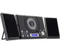 ROXX Chaîne stéréo MC 201 – AUX, CD, FM, télécommande, caisson d'enceinte, réveil noir