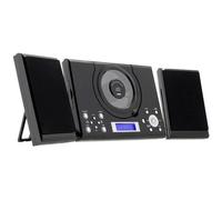 ROXX Chaîne stéréo MC 201 – AUX, CD, FM, télécommande, caisson d'enceinte, réveil noir