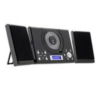 ROXX Chaîne stéréo MC 201 – AUX, CD, FM, télécommande, caisson d'enceinte, réveil noir
