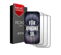 Roxx Neo Lot de 3 verres de protection japonais 9H 3D | Ne cache pas l'écran | Pour iPhone 16 | Bords arrondis | Plus dur | Plus clair | Résistant aux rayures | Incassable | Pour verre blindé