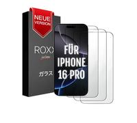 Roxx Neo Lot de 3 verres de protection japonais 9H 3D | Ne cache pas l'écran | Pour iPhone 16 Pro | Bords arrondis | Plus dur | Plus clair | Résistant aux rayures | Incassable | Pour verre blindé