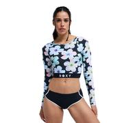 Roxy - Active Ls Crop Top - Lycra femme Anthracite Im Fleur Real - XXL