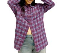 Roxy - Chemise à carreaux - Let It Go Check Shirt Blackberry Wine Purple Plaid en Coton - Taille S - Bordeaux Bordeaux S