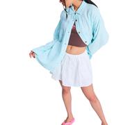 Roxy - Chemise en coton et lin - Morning Shine Stripe Shirt Coconut Milk Regular Stripe pour Femme en Coton - Taille M - Bleu Bleu M
