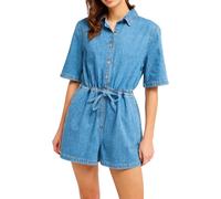 Roxy - Combinaison en coton biologique - Real Tomorrow Denim Surf Wash pour Femme en Coton - Taille L - Bleu Bleu L