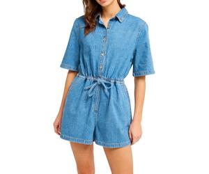 Roxy - Combinaison en coton biologique - Real Tomorrow Denim Surf Wash pour Femme en Coton - Taille M - Bleu Bleu M