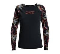 Roxy Femme Active Ls Lycra T-Shirt, Anthracite Athletic Hibiscus, M EU
