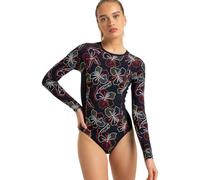Roxy Femme Active Onesie Pt T-Shirt, Anthracite Athletic Hibiscus, XL EU