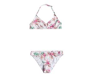Roxy Happy Tropical - Triangle Two-Piece Bikini Set for Girls 6-16 - Ensemble de Bikini Triangle - Filles 6-16 Ans - Blanc
