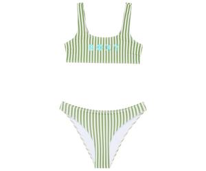 Roxy - Kid's Bico Active RG Bralette Set - Bikini - 8 Years - oil green vert moda stripe