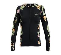 T-shirt Roxy Zip Lycra manches longues noir vert orange femme - XS