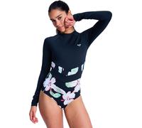 Roxy - Maillot de bain à manches longues - The Rider Zipped LS Onesie Anthracite Spring Charming pour Femme - Taille S - Noir Noir S