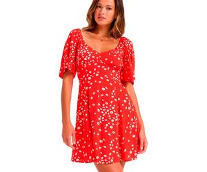 Roxy Mercado Crinkle Short Sleeve Short Dress Rouge XS Femme