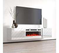 Roxy Meuble TV avec cheminée électrique blanc cm183x35x38h blanc brillant