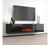 Roxy Meuble TV avec cheminée électrique cm183x35x38h noir brillant