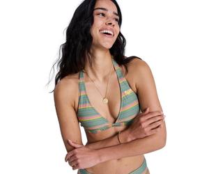 Roxy - Ocean Dreamer Fixed Tri Halter - Haut de bikini femme Oil Green Say It With Stripes - XS