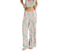 ROXY Pantalon 'Hibiscus Island' vert clair / rose / blanc, Taille 36