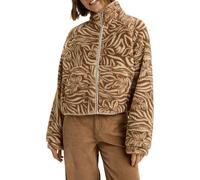 Roxy - Pull polaire zippé - Blurry Cloud Print Parchment Animal Floral Big pour Femme en Cuir - Taille L - Marron Marron L