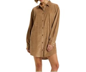 Roxy - Robe en velours côtelé - Wavy Lights Dress Woodsmoke pour Femme en Coton - Taille M - Marron Marron M