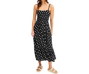 Roxy - Robe légère - Sunrise Coastline Printed Midi Dress Anthracite Hibiscus Dots pour Femme - Taille XS - Noir Noir XS