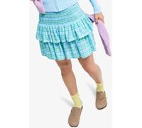 Roxy Roxy Blue Tuesdays Plaid Check Elasticated Tierred Mini Skirt Blue XL (EU 48-50)