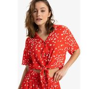 Roxy Roxy Red Ditsy Floral Print Salty Sweet Short Sleeve Crop Shirt Red XXL