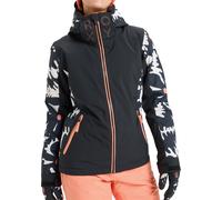 Roxy - Veste de ski softshell - Freejet Mountain Static True Black Big Flower pour Femme - Taille L - Noir Noir L