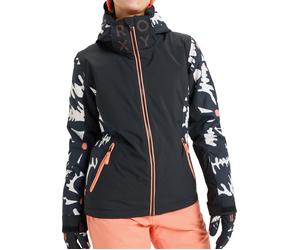 Roxy - Veste de ski softshell - Freejet Mountain Static True Black Big Flower pour Femme - Taille S - Noir Noir S