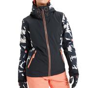 Roxy - Veste de ski softshell - Freejet Mountain Static True Black Big Flower pour Femme - Taille XS - Noir Noir XS