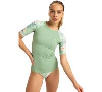 Roxy Women's Short-Sleeve Sun Protection Rash Vest Fm Grn/Cst Brz 12 (M) Female