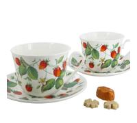 Roy Kirkham OLD 2 Grands déjeuners 48 cl porcelaine Alpine Strawberry