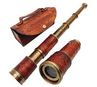 royaal collection Laiton Antique Nautique Pirate Handheld Télescope 45,7 cm Maritime Marin Cuir Craved Poignée Cuir Housse de Transport Longue-Vue