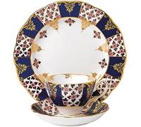 Royal Albert 100 Years 40017566 1900 Regency Lot de 3 Tasses à thé, soucoupes, Assiettes 20 cm, Bleu