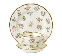 Royal Albert 106 100 Years 40017588 1920 Spring Meadow Tasse à thé, Soucoupe, Assiette de 20 cm, Lot de 3 pièces, Porcelaine Fine