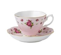 Royal Albert Modern Vintage NCRPNK26135 Ensemble de 2 tasses à thé et soucoupes en porcelaine anglaise Rose 20,3 cm