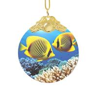 Royal Angel Poissons en verre pour sapin de Noël 2025 avec pendentif rond à suspendre pour fête, mariage, cheminée, extérieur