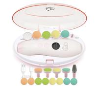 Royal Angels Coupe-Ongles Bébé Rechargeable 22-en-1 | Kit Lime à Ongles Électrique avec Écran LCD | 4 Vitesses, Boîtier Organisé, 13 Recharges, Lampe LED, Silencieux (blanc rose)